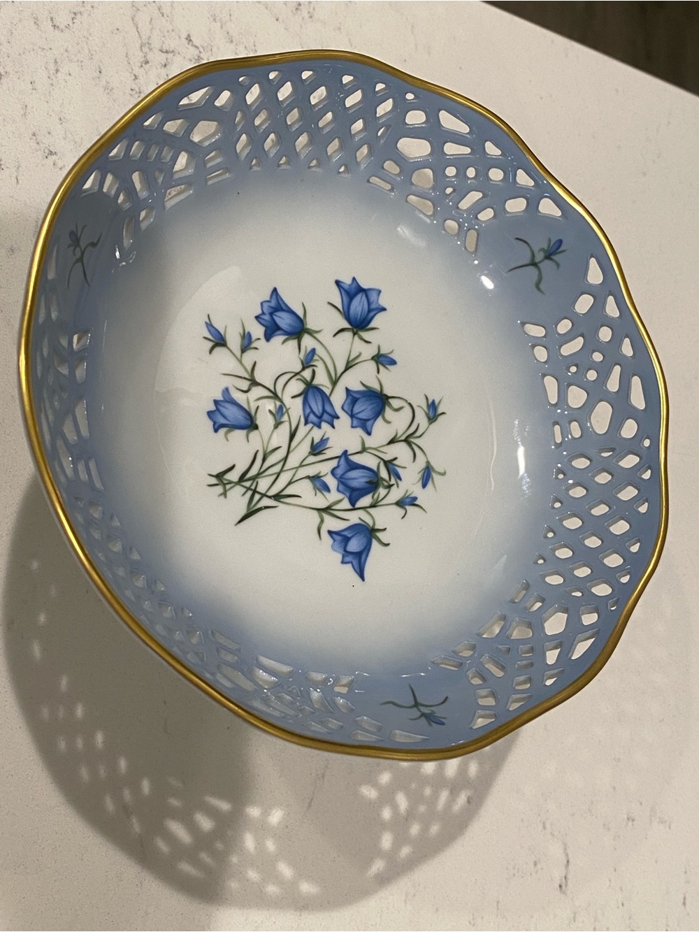 Vintage Svaneholm 1530 Porcelain Reticulated Bowl on Decorative Stand